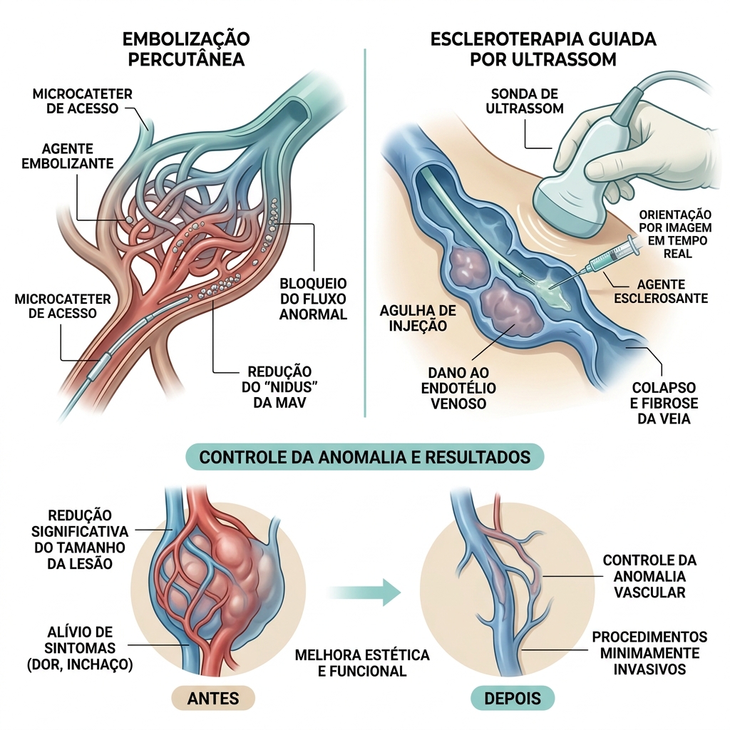Panorama geral e resultado - Tratamento de Anomalias Vasculares (MAV, MV, ML)