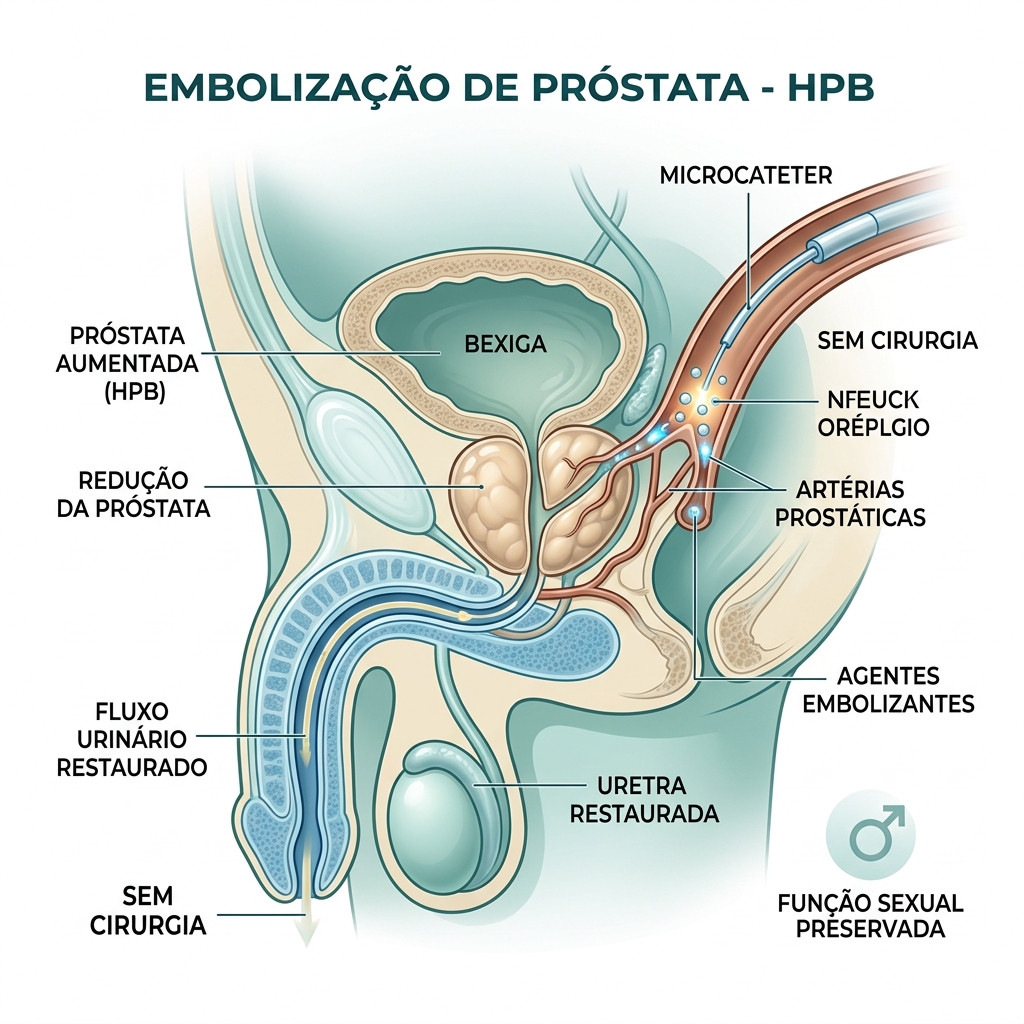Panorama geral e resultado - Embolização de Próstata